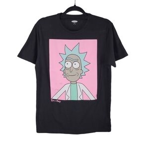 Rick & Morty Cartoon Network Graphic Crew Neck Tee Unisex Size M Black Old Navy